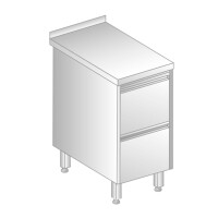 Stół przyścienny ze stali nierdzewnej z 2 szufladami 800x600x850 mm | DORA METAL, DM-3109