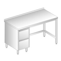 Stół przyścienny ze stali nierdzewnej z 2 szufladami 2100x700x850 mm | DORA METAL, DM-3112