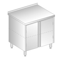 Stół przyścienny ze stali nierdzewnej z szafką 1000x600x850 mm | DORA METAL, DM-3117