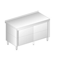 Stół przyścienny ze stali nierdzewnej z szafką przelotową z drzwiami suwanymi 1900x700x850 mm | DORA METAL, DM-3118 P