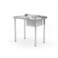 Stół ze zlewem 1-komorowym bez półki – skręcany, zlew po prawej stronie 800x600x850 mm | HENDI, Budget Line