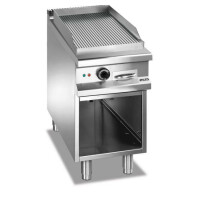 Płyta grillowa elektryczna, na podstawie z trzech stron zamkniętej 400x900 mm - ryflowana, Magistra Plus 900 | MBM, MFTE94AR