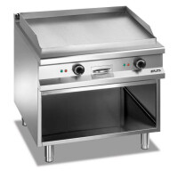 Płyta grillowa elektryczna, na podstawie z trzech stron zamkniętej 800x900 mm - gładka, chromowana, Magistra Plus 900 | MBM, MFTE98ALC