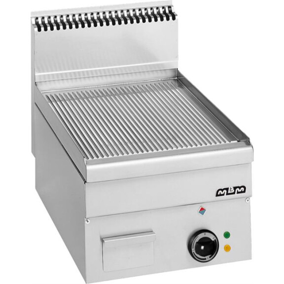 Płyta grillowa elektryczna, stołowa 400x600 mm - ryflowana, Minima 600 | MBM, EFT46R