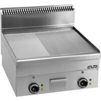Płyta grillowa elektryczna, stołowa 600x600 mm - 1/2 gładka, 1/2 ryflowana, Minima 600 | MBM, EFT66LR