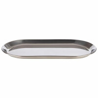 Owalna taca nierdzewna do serwowania z rantem gładkim, 300x155x15 mm | APS, Kaffeehaus