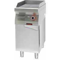 Płyta grillowa gazowa ryflowana chromowana 400 mm 5,5 kW na podstawie szafkowej zamkniętej | KROMET, 700.PBG-400R