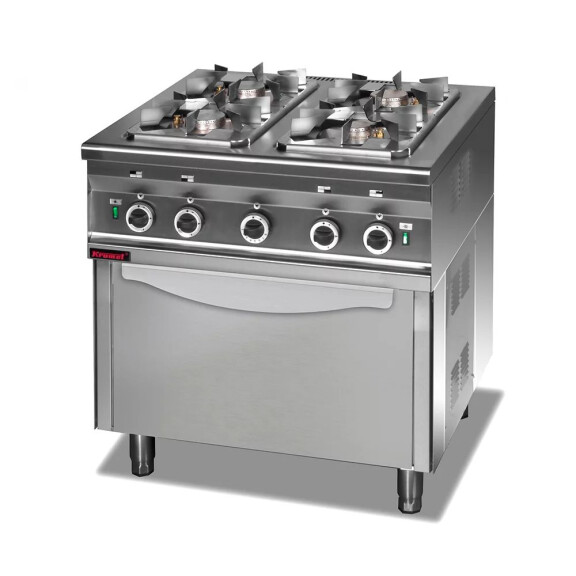 Kuchnia gazowa z piekarnikiem gazowym 1x2,5 kW + 3x3,5 kW + 4,5 kW (piekarnik) | KROMET, 000.KG-4s/PG-1