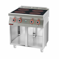 Kuchnia indukcyjna 4x3,5 kW na podstawie szafkowej otwartej | KROMET, 700.KE-4i/800.S