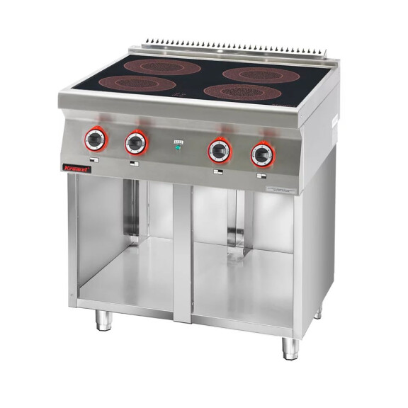 Kuchnia indukcyjna 4x3,5 kW na podstawie szafkowej otwartej | KROMET, 700.KE-4i/800.S
