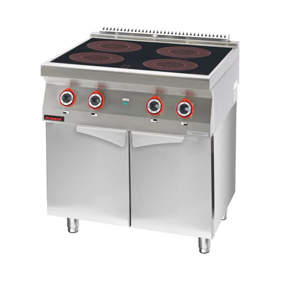 Kuchnia indukcyjna 4x3,5 kW na podstawie szafkowej zamkniętej | KROMET, 700.KE-4i/800.S.D