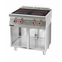 Kuchnia elektryczna ceramiczna 4 pola 2x4 kW + 2x2,1 kW na podstawie szafkowej otwartej | KROMET, 700.KE-4C.S