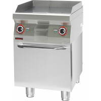 Płyta grillowa gładka 600 mm 8 kW na podstawie szafkowej zamkniętej | KROMET, 700.PBE-600G.S.D