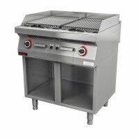 Lawa grill 800 mm 14 kW na podstawie szafkowej otwartej | KROMET, 700.OGL-800.S