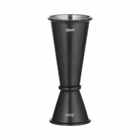 Jigger - miara barmańska z pierścieniem, 25 ml / 50 ml, czarny, śr. 45x(H)110 mm | BAR UP, 596654
