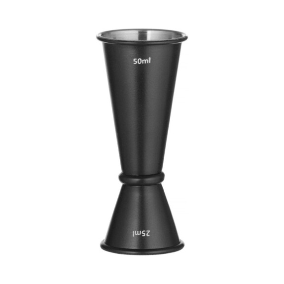 Jigger - miara barmańska z pierścieniem, 25 ml / 50 ml, czarny, śr. 45x(H)110 mm | BAR UP, 596654