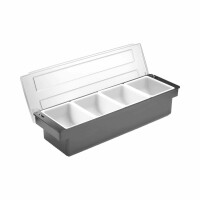 Pojemnik barmański na dodatki do drinków - 4 wkłady, 480x150x(H)100 mm | BAR UP, 552025