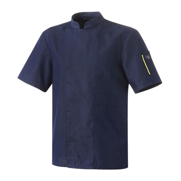 Bluza kucharska jeans, krótki rękaw rozm. XXL | ROBUR, Nero