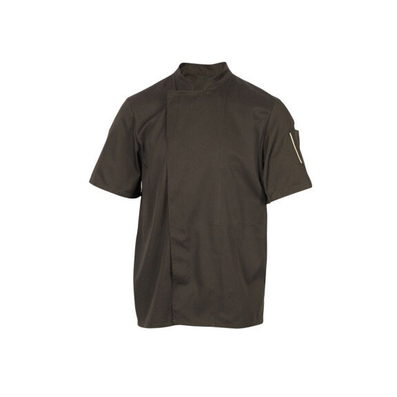 Bluza kucharska mokka, krótki rękaw rozm. XXXL | ROBUR, Nero