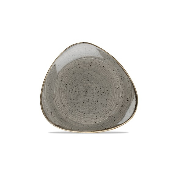 Szary trójkątny talerz, ręcznie zdobiony 26,5 cm | CHURCHILL, Stonecast Peppercorn Grey