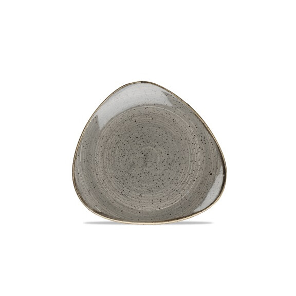 Szary trójkątny talerz, ręcznie zdobiony 19,2 cm | CHURCHILL, Stonecast Peppercorn Grey