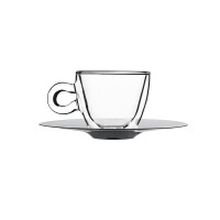 Filiżanka szklana do espresso ze spodkiem 0,065 l | LUIGI BORMIOLI, 400901