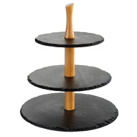 Patera 3-poziomowa z kamienia łupkowego 34 cm | APS, 00960