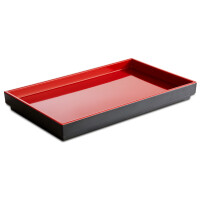 Czerwono-czarna taca z rantem 1/4 GN 26,5 x 16,2 cm | APS, Asia Plus