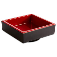 Czerwono-czarny, niski pojemnik do bento wysokości 3 i wymiarach 7,5 x 7,5 cm | APS, Asia Plus