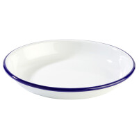 Emaliowany talerz głęboki z niebieskim wykończeniem 22 cm | APS, Enamelware
