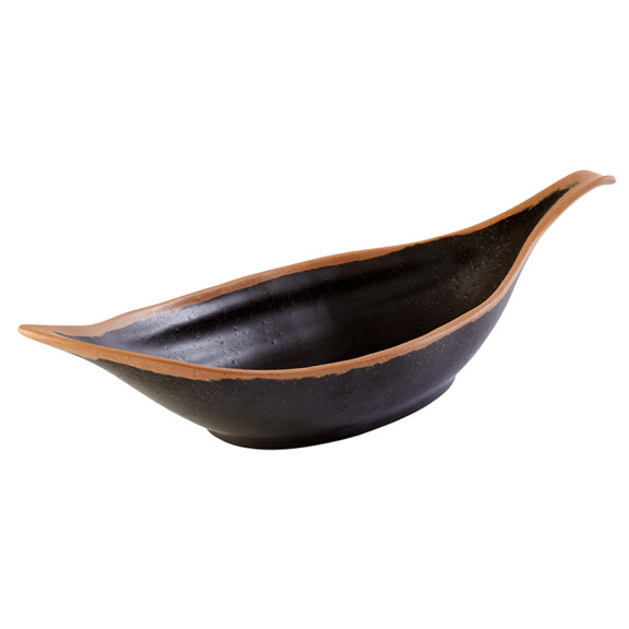 Czarna miska w kształcie liścia z jasnobrązowym rantem 42 x 14 cm | APS, Crocker