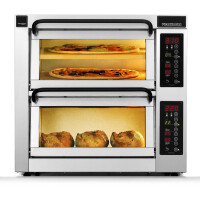 Piec do pizzy dwukomorowy, 1 komora dzielona, 3x pizza 45 cm, komory o wymiarach 460x460x195 mm | PIZZA MASTER, CounterTop 452ED-1