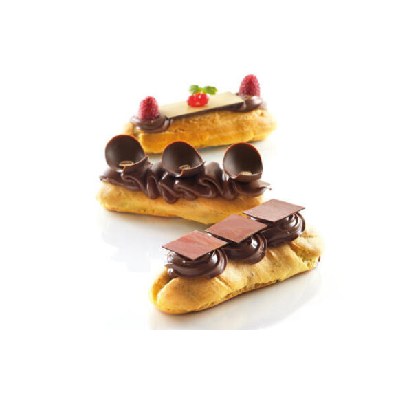 Forma silikonowa SF161 ÉCLAIR podłużne biszkopty 125x28x5 mm, 8 gniazd | SILIKOMART, Ellipse