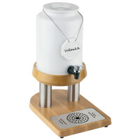 Porcelanowy dozownik bufetowy do mleka 4 l, podstawa drewniana | APS, Top Fresh