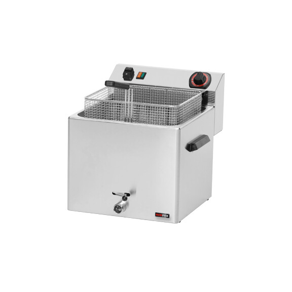 Frytkownica elektryczna z kranem, pojedyncza 11 l, 400 V | REDFOX, FE-10 T