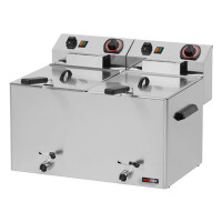 Frytkownica elektryczna z kranem, podwójna 8+8 l, 400 V | REDFOX, FE-77VT