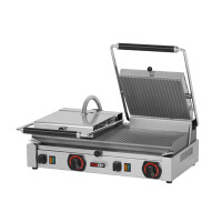 Podwójny grill kontaktowy, elektryczny – góra i dół ryflowany 62x41x20 cm | REDFOX, PD-2020R