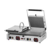 Podwójny grill kontaktowy, elektryczny – góra ryflowana, dół gładki i ryflowany 62x41x20 cm | REDFOX, PD-2020M