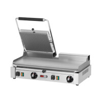 Grill kontaktowy, elektryczny – góra po lewej ryflowana i dół gładki 62x41x20 cm | REDFOX, PD-2020LSL