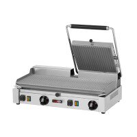 Grill kontaktowy, elektryczny – góra po prawej i dół ryflowany 62x41x20 cm | REDFOX, PD-2020RSP