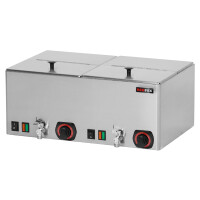 Podwójny podgrzewacz parówek i bułek z kranem spustowym 2xGN 1/2 150 mm | REDFOX, WEV-11