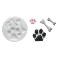Forma do masy cukrowej SLK 203 – psie łapy i kości, 45x14 mm | SILIKOMART, Sugarflex Paws & Bons