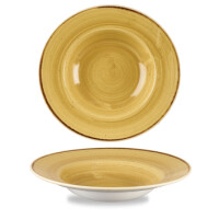 Musztardowy talerz głęboki z szerokim rantem 28 cm | CHURCHILL, Stonecast Mustard Seed Yellow