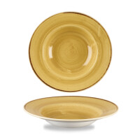 Musztardowy talerz głęboki z szerokim rantem 24 cm | CHURCHILL, Stonecast Mustard Seed Yellow