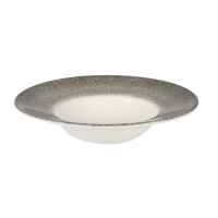 Porcelanowy talerz głęboki z szerokim rantem 284 ml | CHURCHILL, Raku Quartz Black