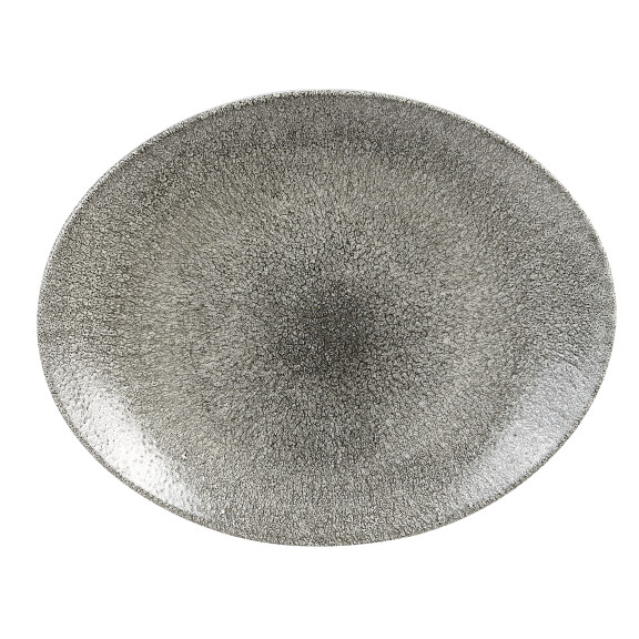 Porcelanowy talerz owalny 27 x 22,9 cm | CHURCHILL, Raku Quartz Black