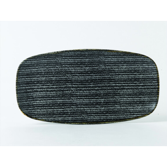 Grafitowy porcelanowy talerz prostokątny 35 x 18,5 cm | CHURCHILL, Homespun Style Charcoal Black