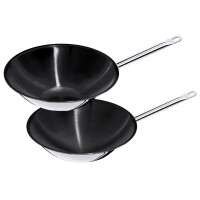 Wok ze stali nierdzewnej z płaskim dnem i powłoką non-stick, średnica 360 mm, 5 l | CONTACTO, 523/360