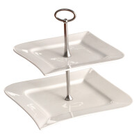 Porcelanowa patera 2 poziomowa 21/24,5 cm | AMBITION, Fala
