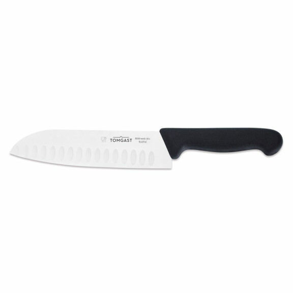 Nóż santoku szlif kulowy 18 cm, czarny | TOM-GAST, T-8269WWLK-18